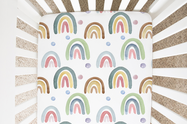 Blue Rainbow Fitted Crib Sheet