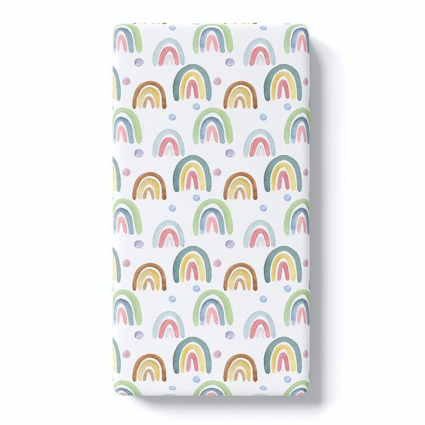 Blue Rainbow Fitted Crib Sheet