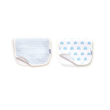 Sky Blue Stripe and Blue Rainbow Organic Burp Cloth Set