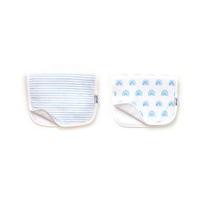 Sky Blue Stripe and Blue Rainbow Organic Burp Cloth Set