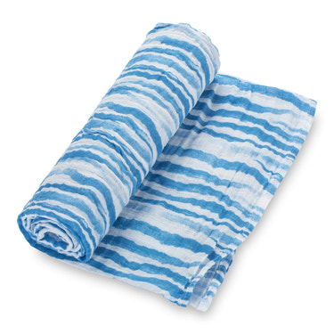 Waving At You Baby Muslin Blue Swaddle Blanket - MOOGCO Baby