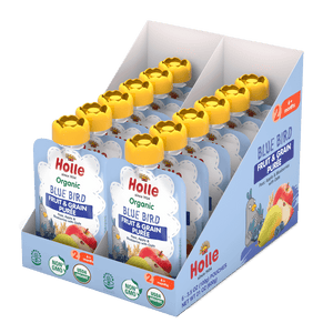 Holle Baby Food Pouches - Organic Fruit & Grain Puree - Blue Bird