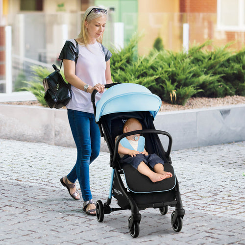Lightweight one-hand folding baby stroller with aluminum frame, perfect for on-the-go parents.