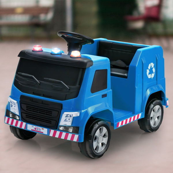 12V Kids Ride-on  Garbage Truck with Warning Lights and 6 Recycling Accessories