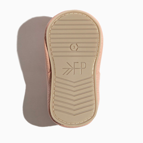 Blush T-Bar baby shoe from angle 5, featuring a stylish design perfect for little feet.