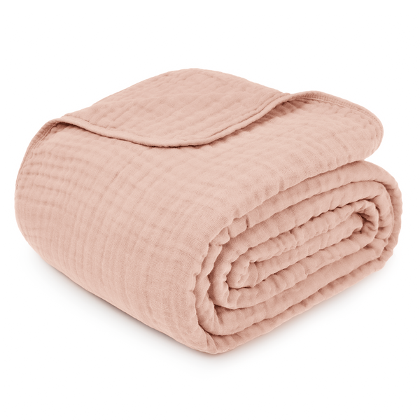 Adult Muslin Blanket in Blush