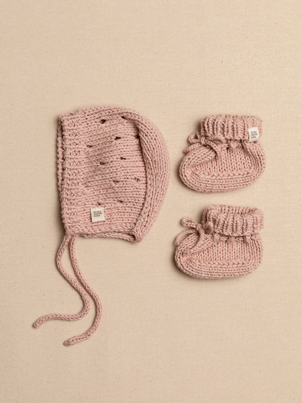 Bonnet & Booties Set Pointelle