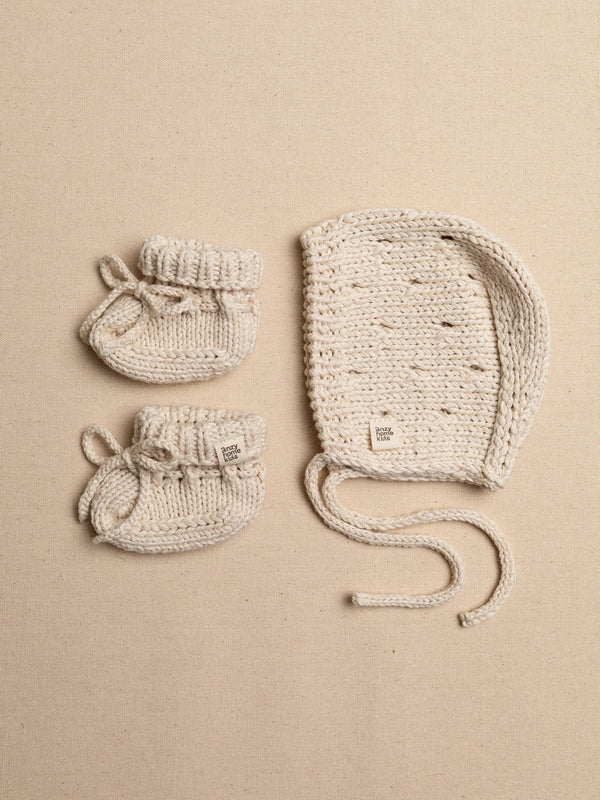 Bonnet & Booties Set Pointelle