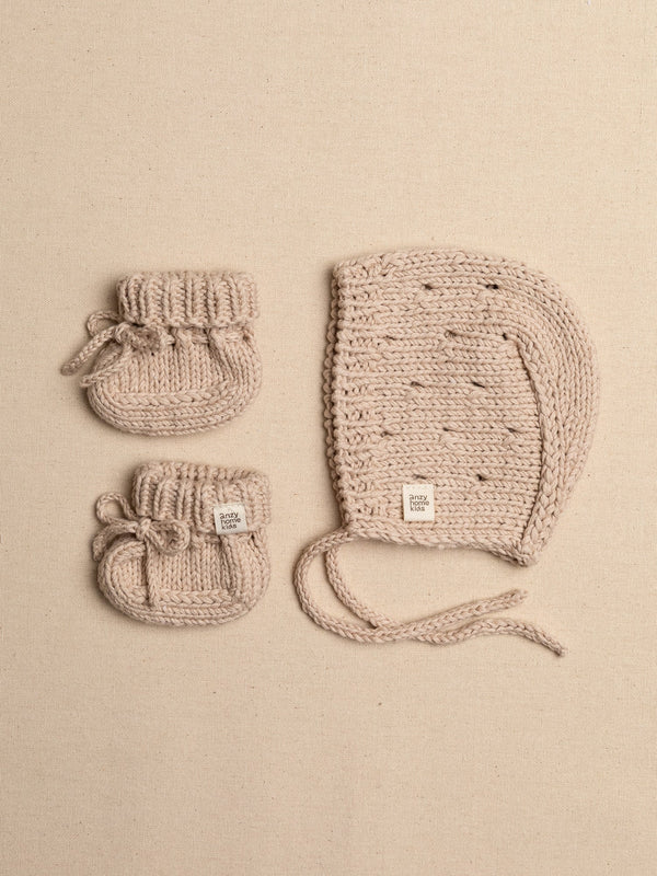 Bonnet & Booties Set Pointelle