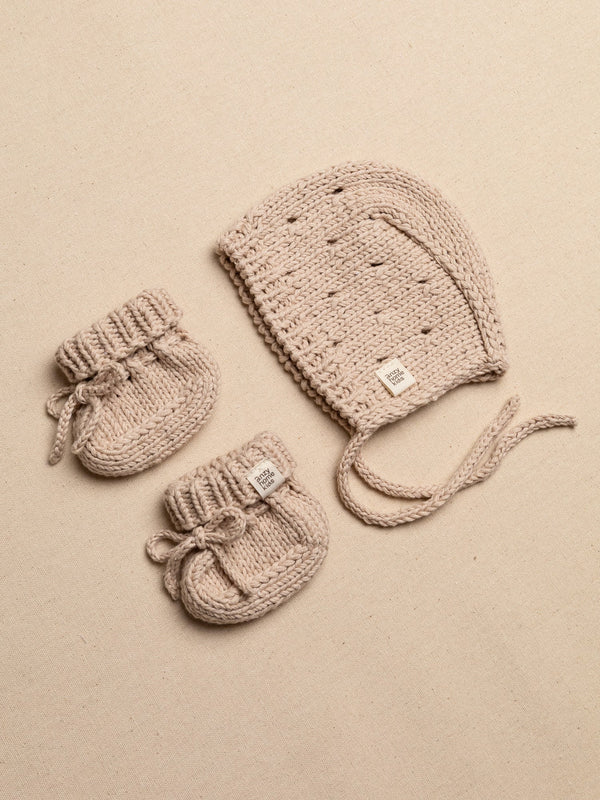 Bonnet & Booties Set Pointelle