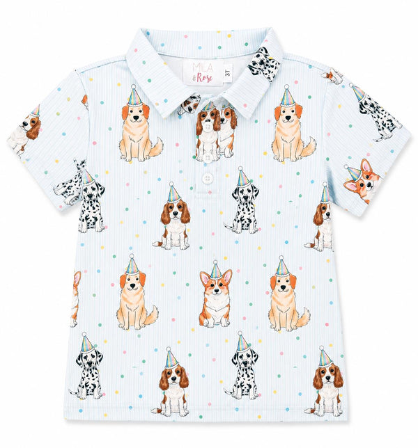 Boys Party Pups S/S Polo
