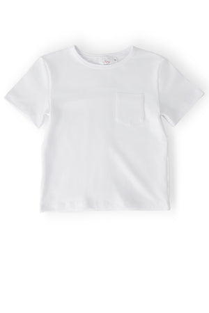 Boys White S/S Pocket Tee