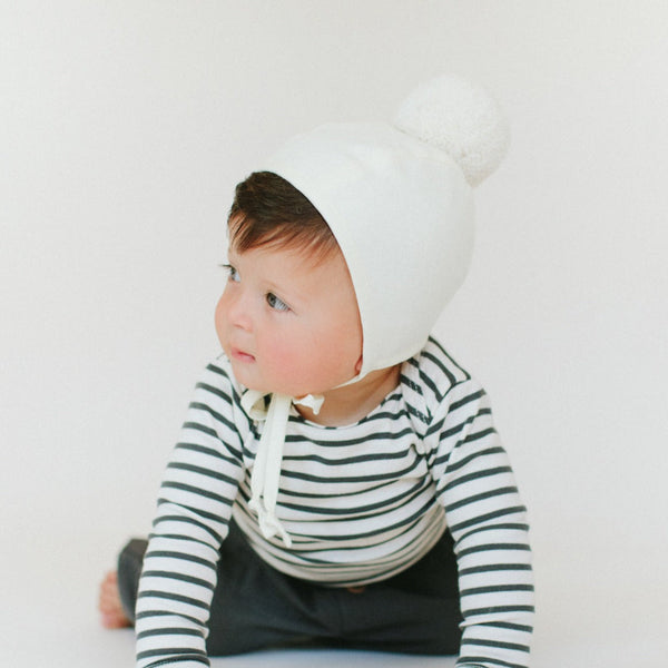 Ivory Pom Bonnet