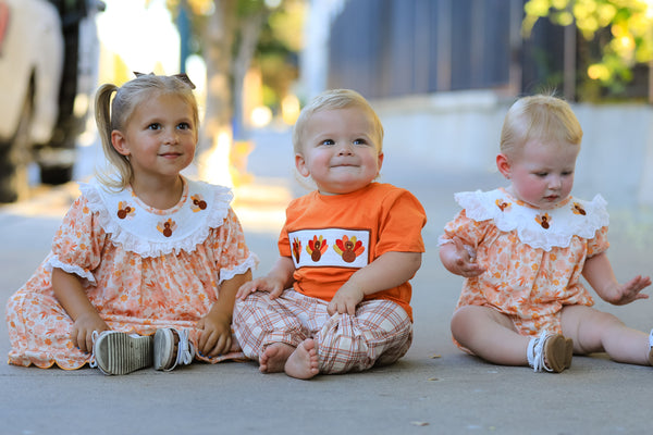 Thanksgiving Turkey Plaid Boys Pants Set