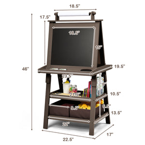 3 in 1 Double-Sided Storage Art Easel - Height-Adjustable for Toddlers & Kids