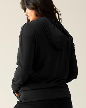 Brushed Bamboo Maternity & Nursing Hoodie | Black