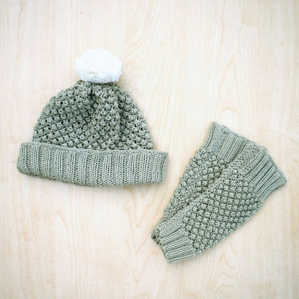 Bubble Knit Beanie and Leg Warmer Set