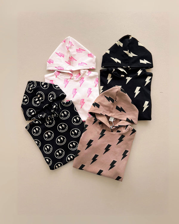 Hooded Bubble Romper | Pink Bolts