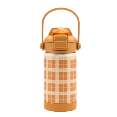 Sip + Chug 2 in 1 Thermo Water Bottle 12 oz. in Buckwheat Plaid, perfect for keeping drinks warm or cold for babies.