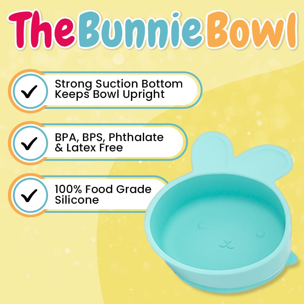 BunnieBowl with suction cup for babies, perfect for mealtime mess-free feeding.