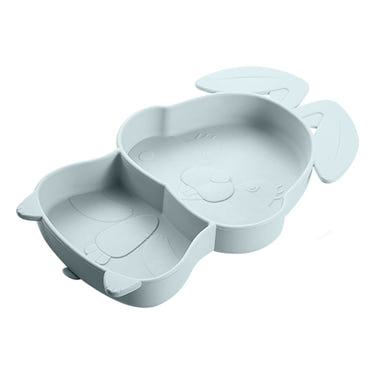 BunniePlate Toddler Training Plate in blue, perfect for mealtime fun and learning for little ones.
