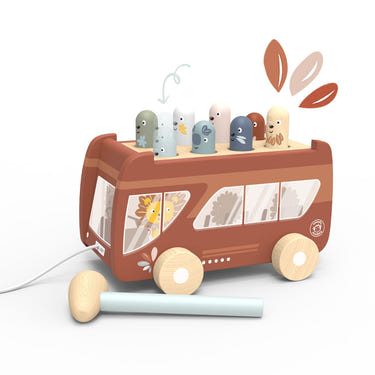 "Bus Pounding Bench for babies - engaging early learning toy for motor skills development."
