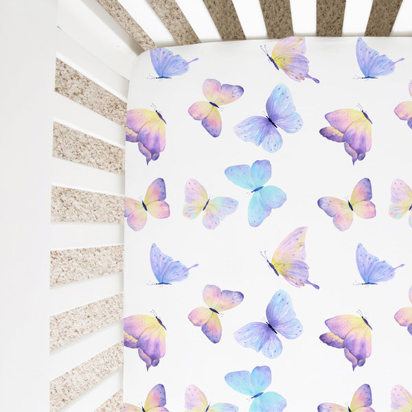 Fitted Crib Sheet - Butterfly