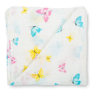 Butterfly Kisses Baby Muslin Swaddle Blanket