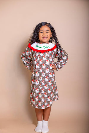 Santa baby smocked dress