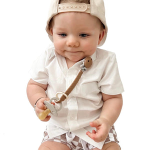 Knox Pacifier & Toy Clip in angle view, perfect teether accessory for babies, ensuring comfort and convenience.