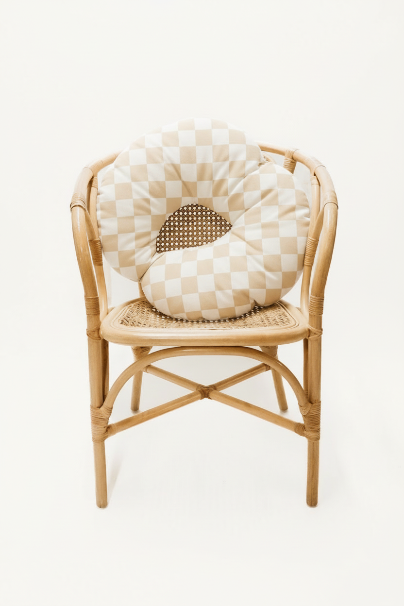 Beige & White Checkered Nursing Pillow Cover