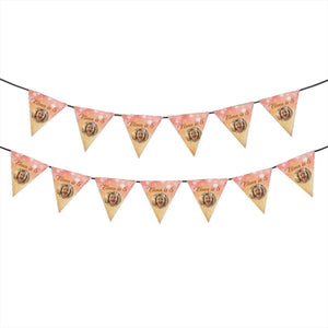 Personalized Photo Birthday Flag Banner – Custom Name & Age for Kids, Adults & Pets - Pink Peach or Blue