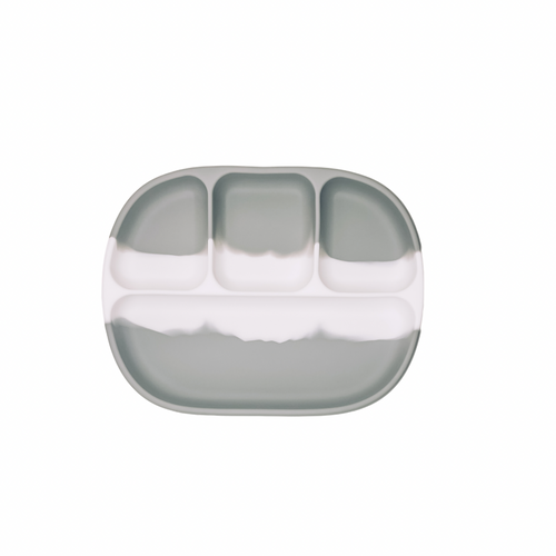 Dip Dye 4 Section Suction Plate for babies, featuring a stylish design and secure suction base, angled view.