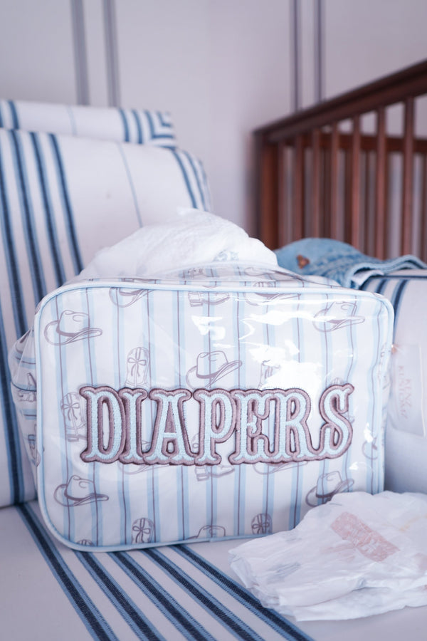 KenzKustomz Diapers XL Western Blues Clear Coat Travel Bag