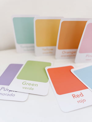 Color sorting flashcards for babies, enhancing early learning and sensory play skills. Angle 3 view.