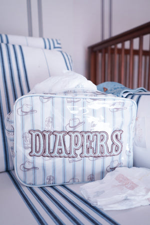 KenzKustomz Diapers XL Western Blues Clear Coat Travel Bag