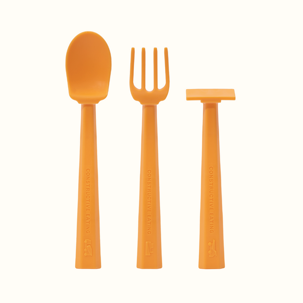 Truck training plate and utensils for babies, colorful and fun feeding set at angle 5. Perfect for mealtime adventures!