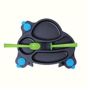 UFO Training Plate and Utensils for babies, designed for easy feeding and fun mealtime experiences.