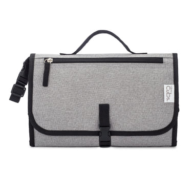 Portable large grey changing pad for babies, perfect for on-the-go diaper changes.