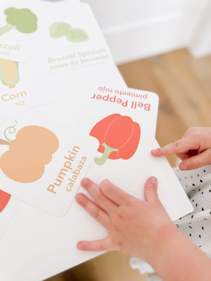 Colorful vegetable flashcards for babies, promoting early learning and visual recognition. Angle 13 view.