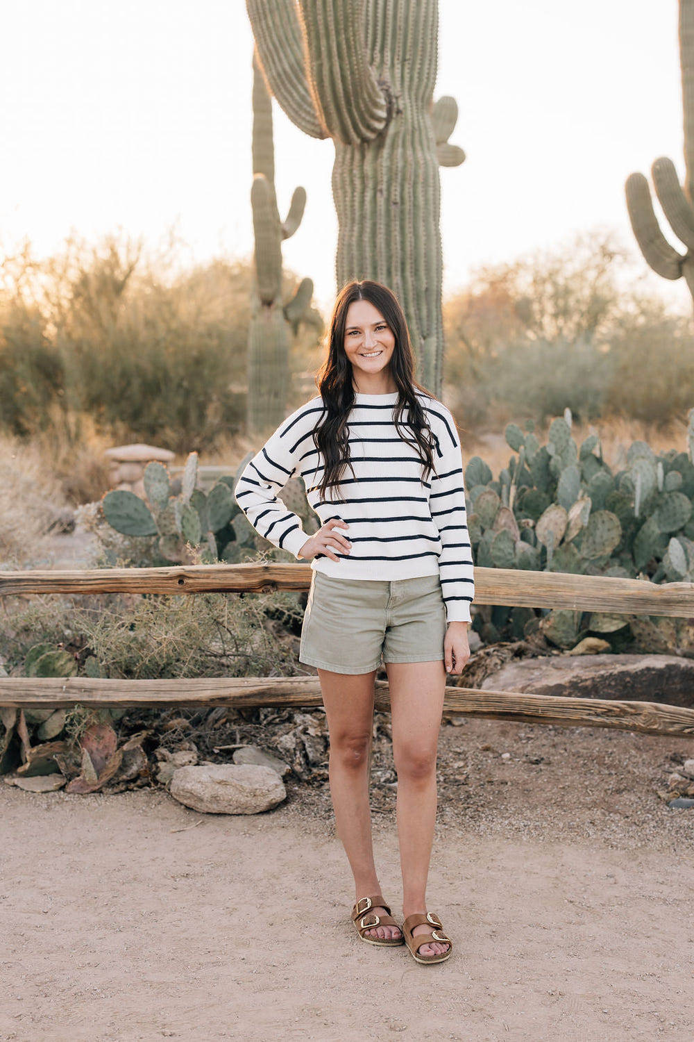 Navy stripe adult knit sweater for cozy family moments and playtime fun.