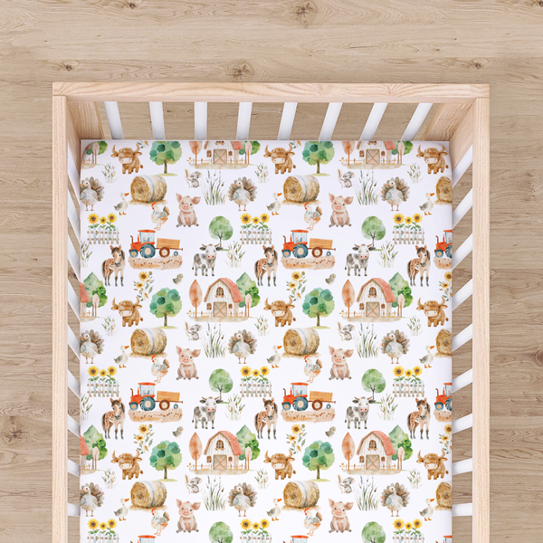 Farm Life Fitted Crib Sheet