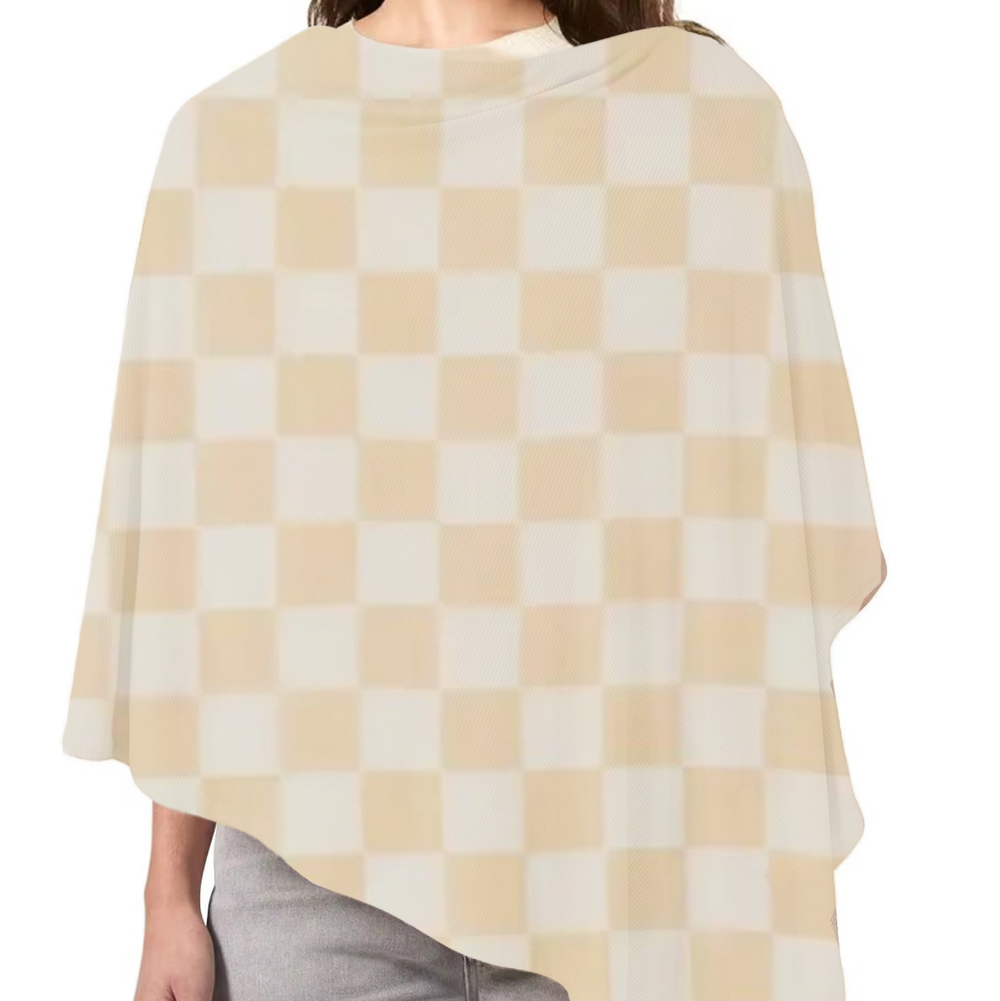 Beige & White Checkered Carseat Cover