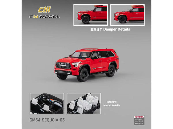 2024 Toyota Sequoia Solar Red 1/64 Diecast Model Car by CM Model