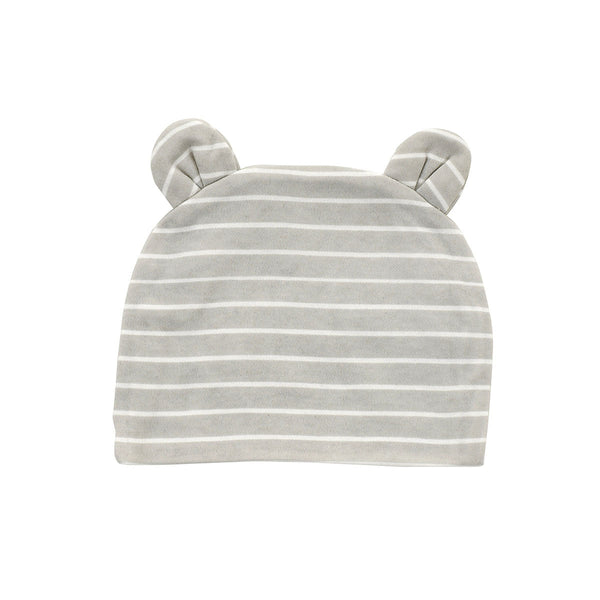 Organic Cotton Beanie (Color: Silver cloud stripe)