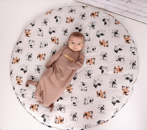 Bamboo Playmat & Monthly Sign Card Set (Cozy Bulldog Print)