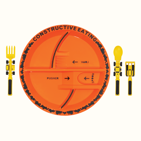 Baby utensil and plate combo set for easy feeding, shown from angle 4, perfect for mealtime convenience.