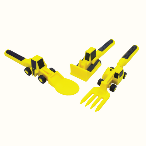 Set of 3 colorful baby utensils for toddlers, perfect for mealtime fun and learning.