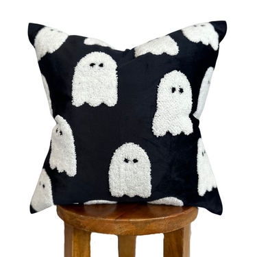 Black Ghost Pillow Cover for babies, soft and stylish addition to nursery decor.