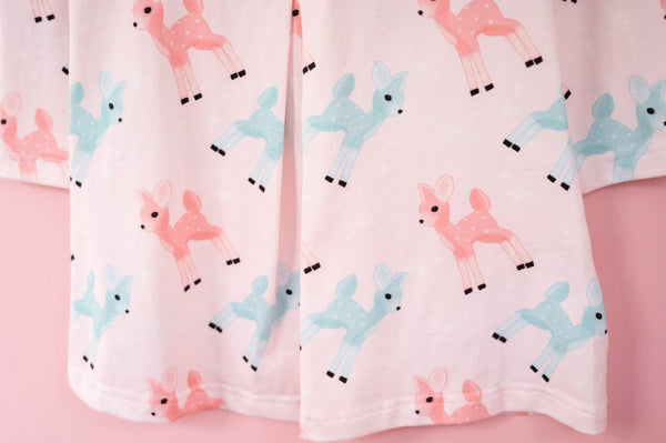Pink Dress with Retro Deer for Girls